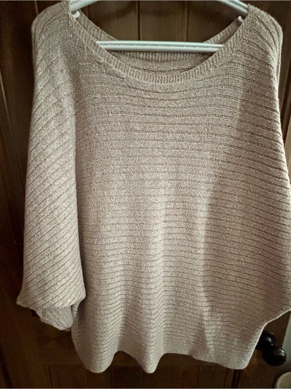 Women's Cream Ribbed Knit Sweater - Classic Pullover